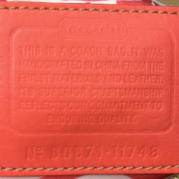 Coach Tote Handbag Hampton Champagne & Red Nylon with Leather Unused - Picture 11 of 16